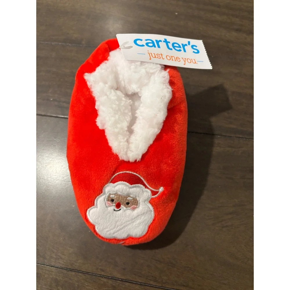 Carters Just One You Kids Santa Claus Red Plush Slippers 4-5T JY02693